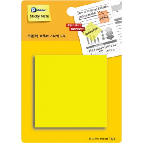 [프린텍]반투명스티키노트 CL7676Y 노랑